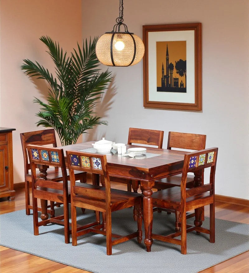 Modern sheesham wood six-seater dining table set Anamika design stylish and durable furniture