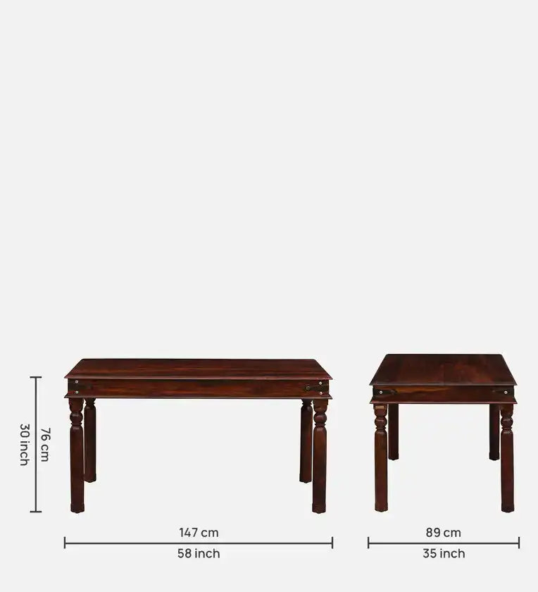 Modern sheesham wood six-seater dining table set Samrita design for stylish interiors