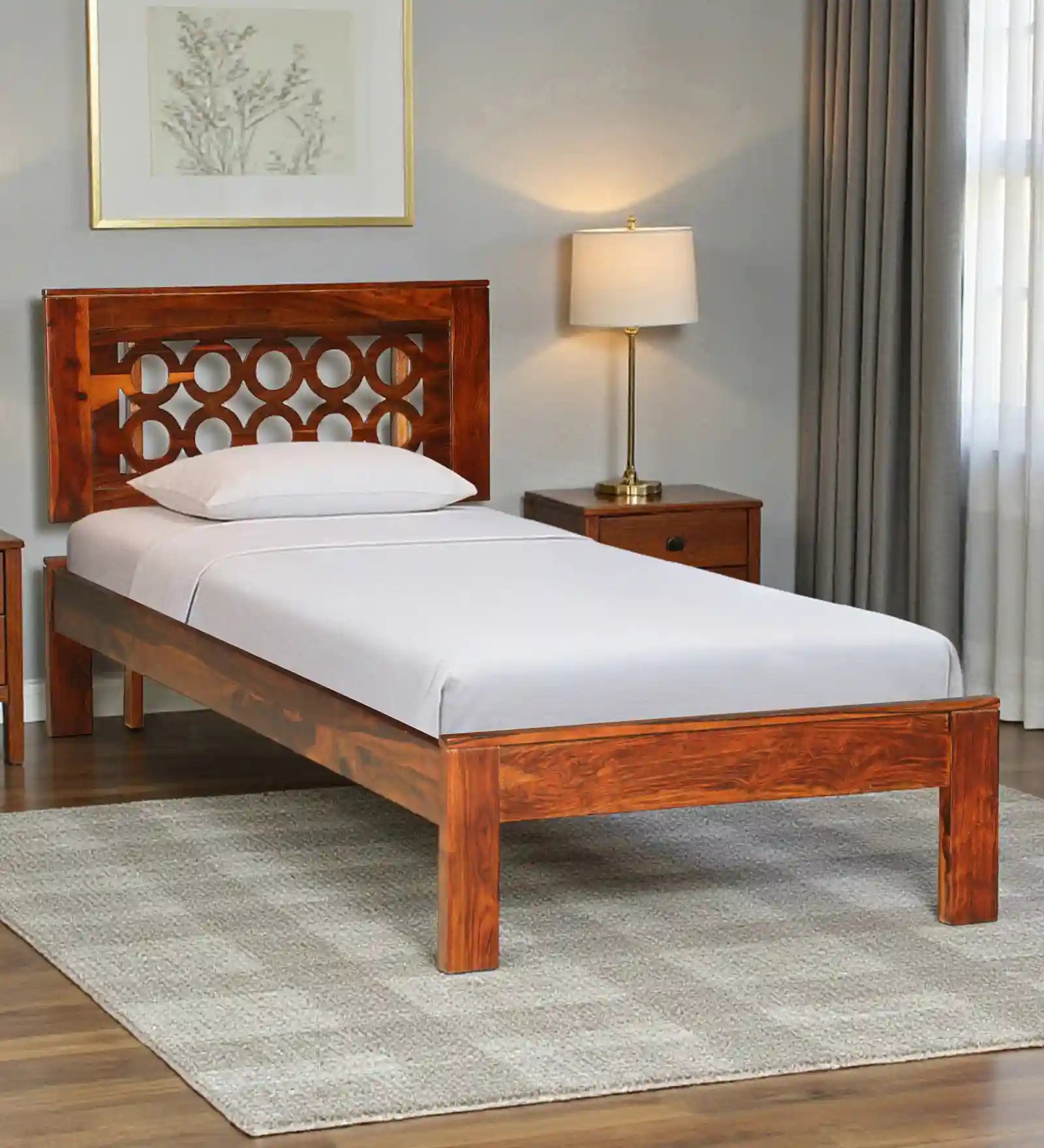 Vainika Solid Sheesham Wood Single Bed Without Storage
