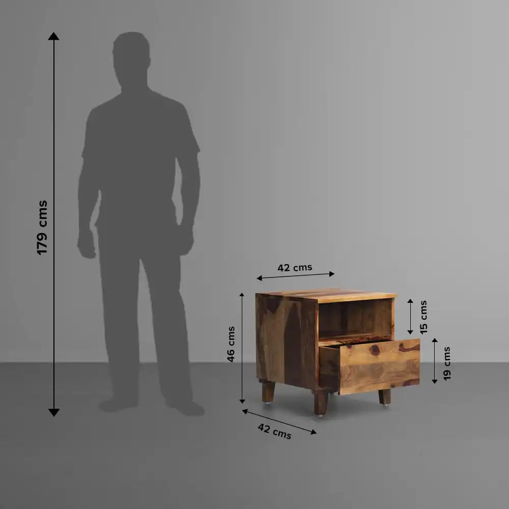 Modern solid wood bedside table Shashwat nightstand India