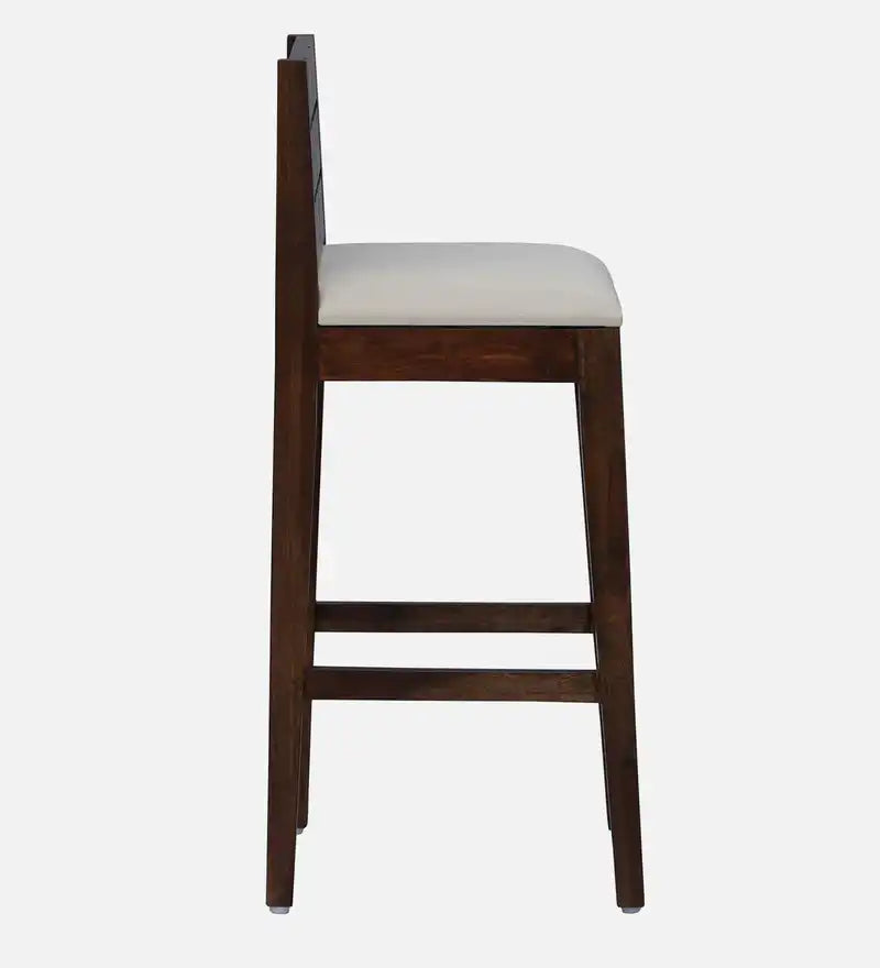 Modern wooden bar chair with backrest in solid wood for home bar seating