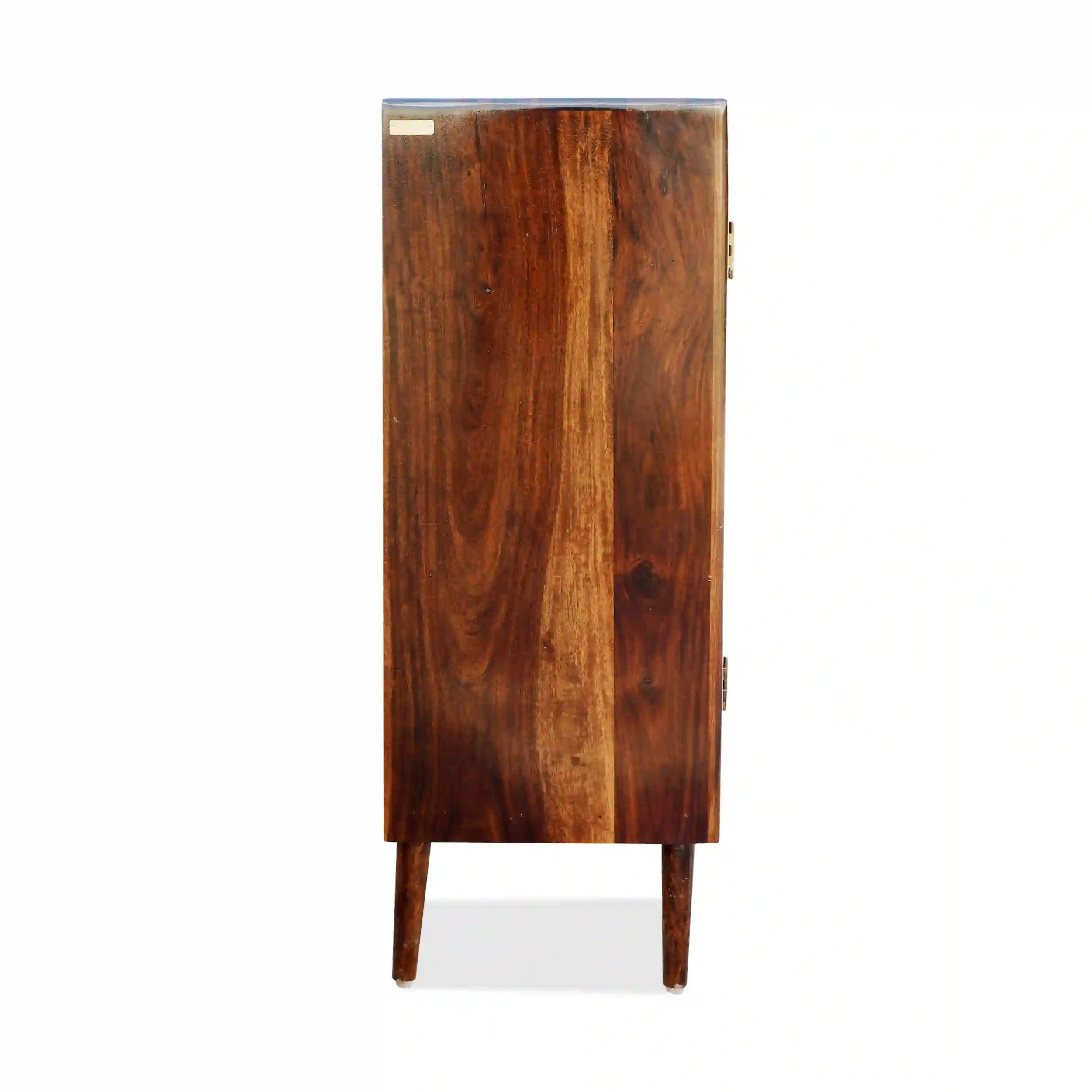 Modern wooden cabinet sheesham wood rattan storage unit living room