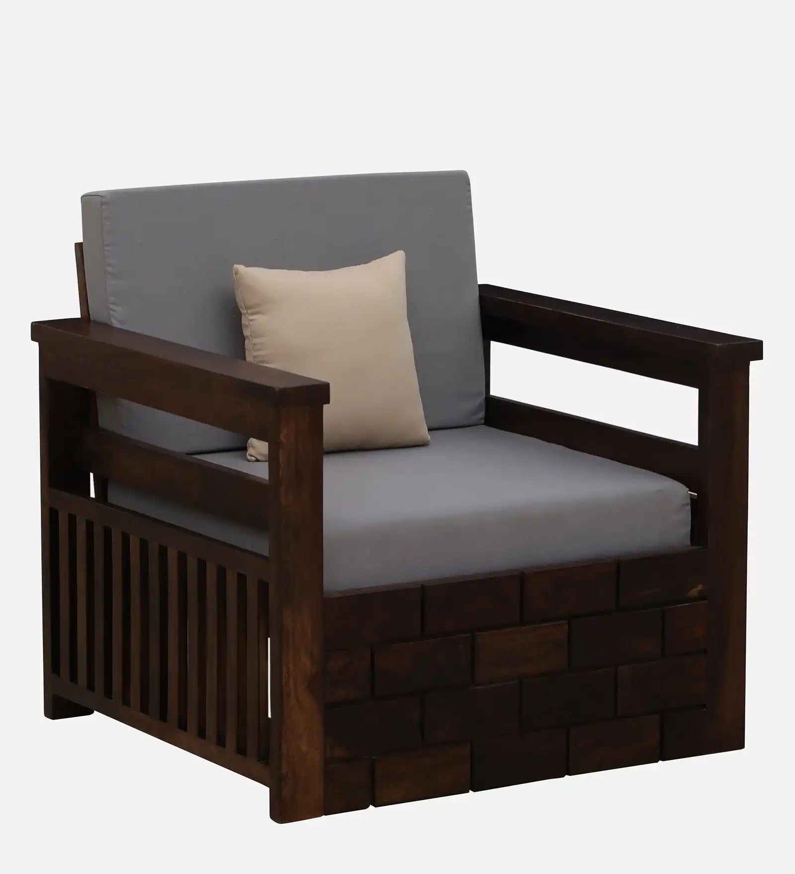 modern wooden single seater sofa chair for home living room