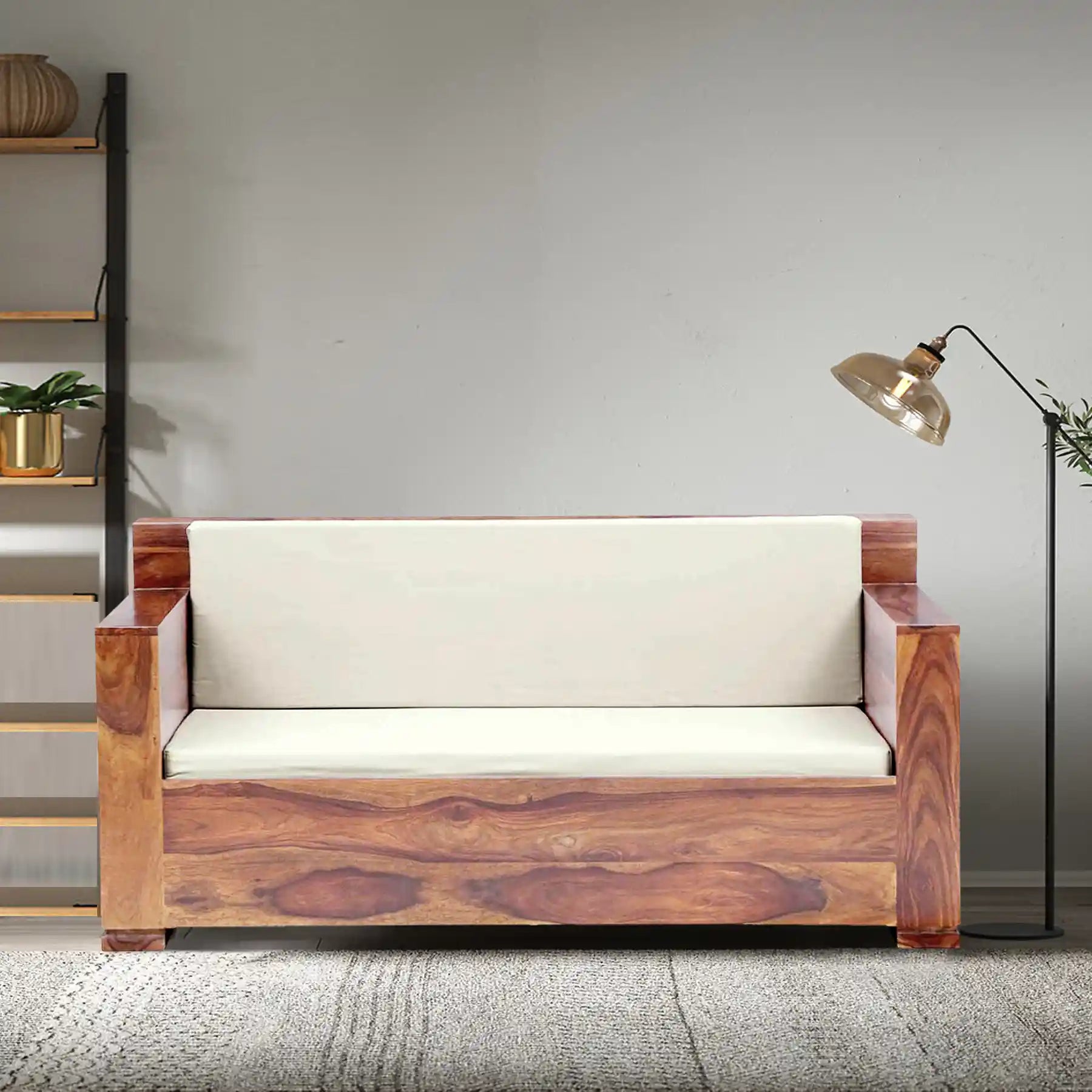 Moscow compact 2 seater sofa solid wood sheesham small space furniture