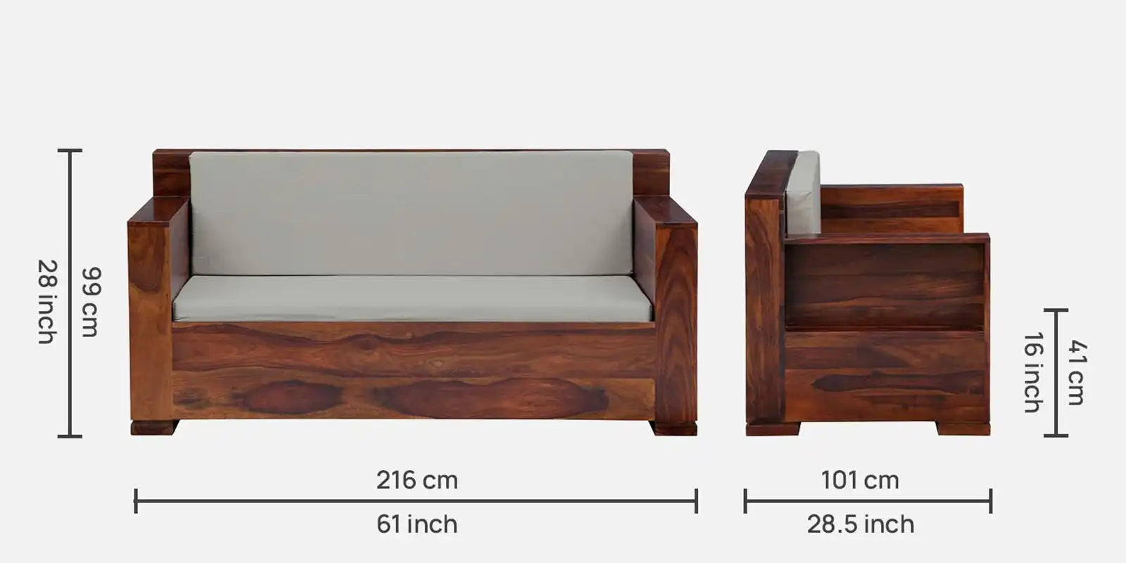 Moscow modern 2 seater sofa sheesham wood home furniture style