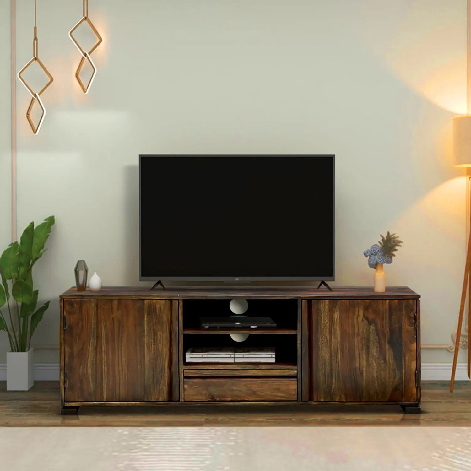 Moscow modern sheesham wood tv console table solid tv stand for living room India