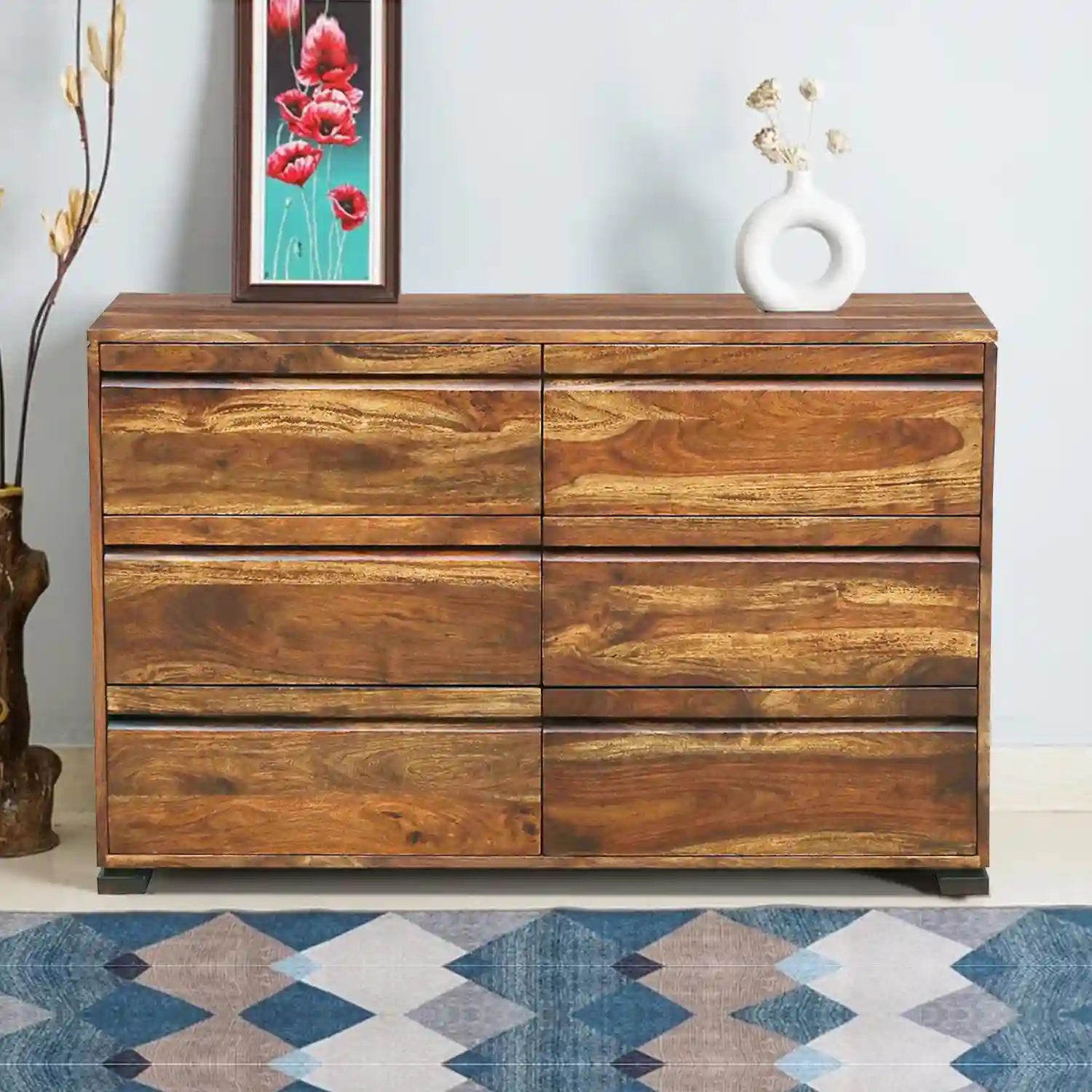 Moscow sheesham storage cabinet drawer unit for bedroom and living room