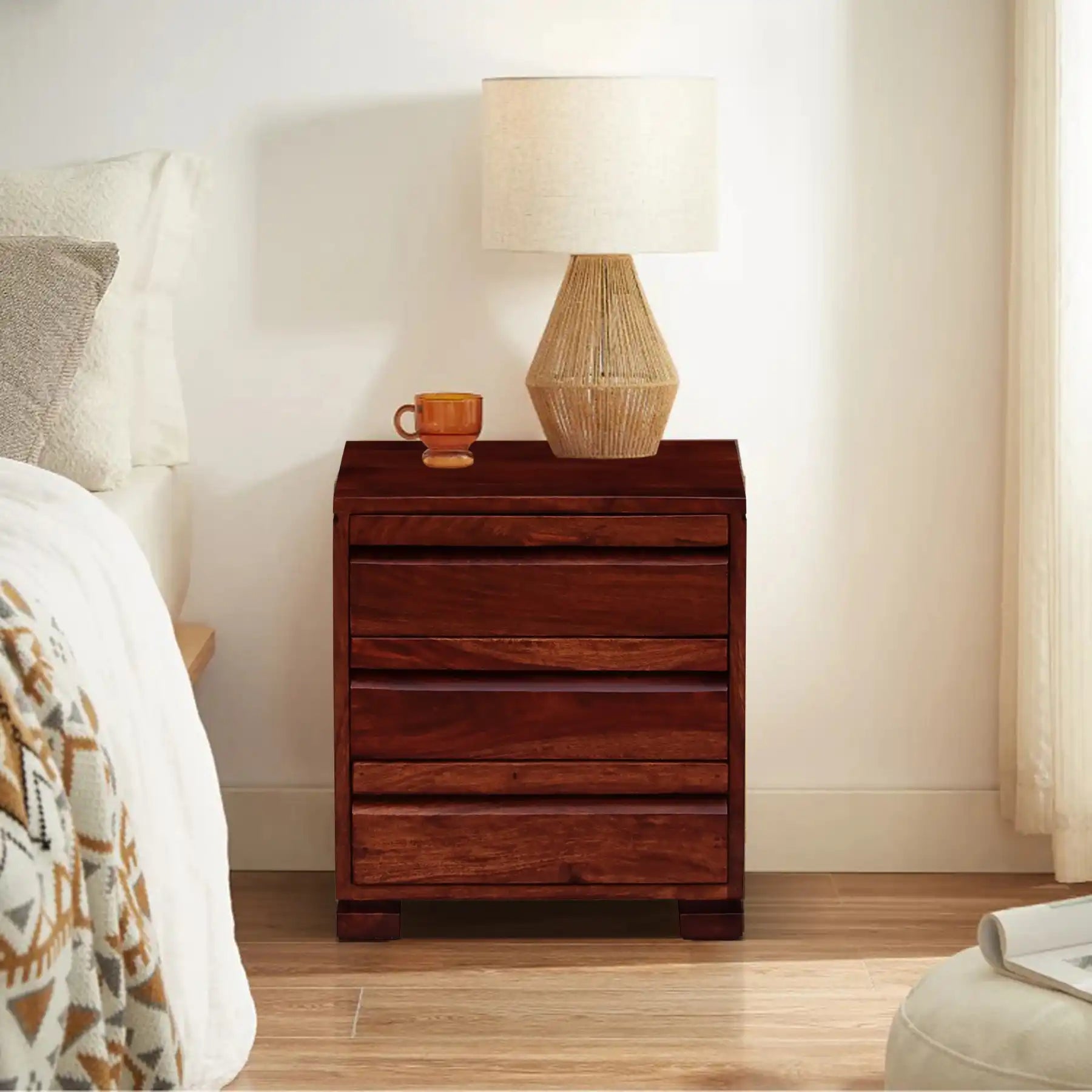 Moscow sheesham wood bedside table drawer storage classic design India