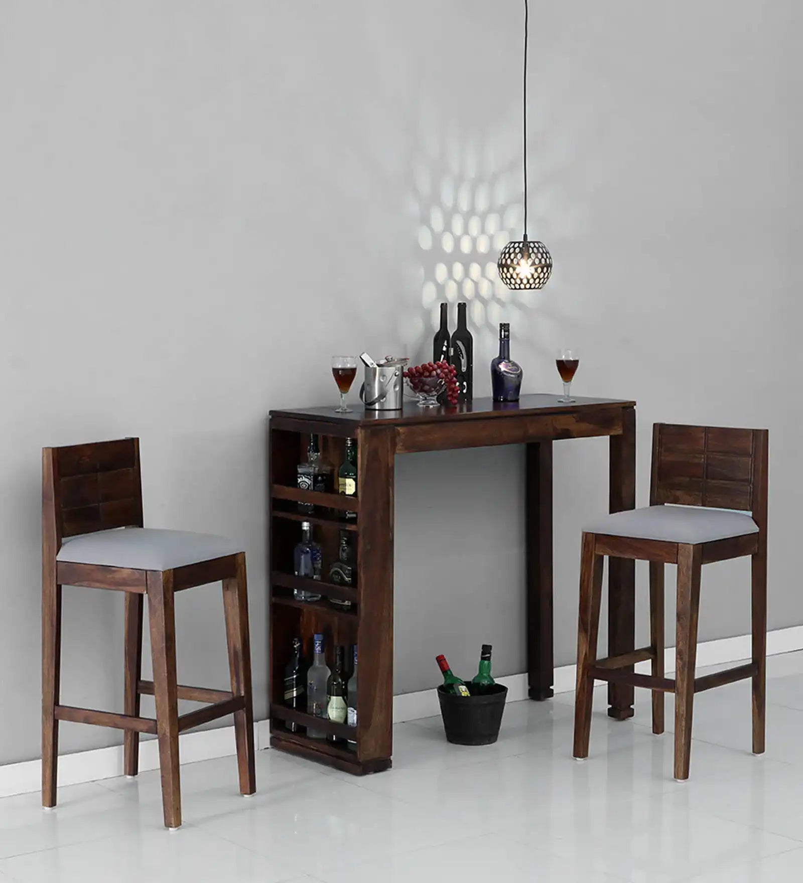 Moscow solid sheesham bar stool wooden counter chair for kitchen seating India