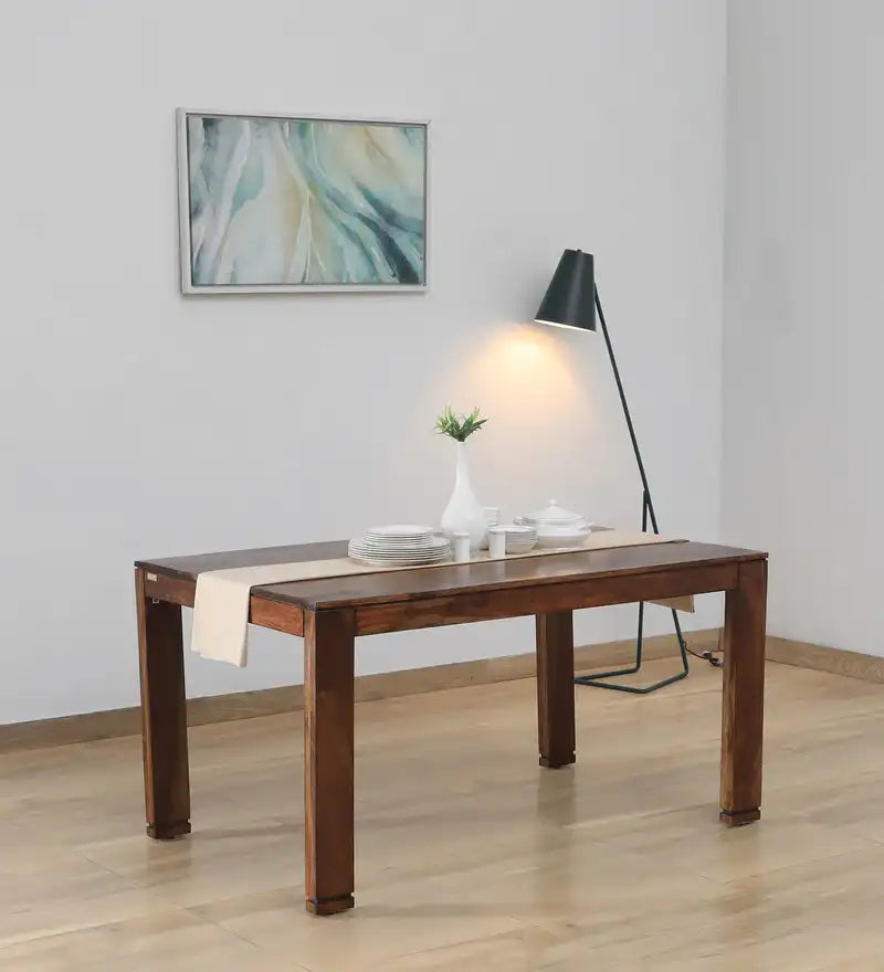 Moscow solid sheesham wood dining table six seater for modern Indian home furniture
