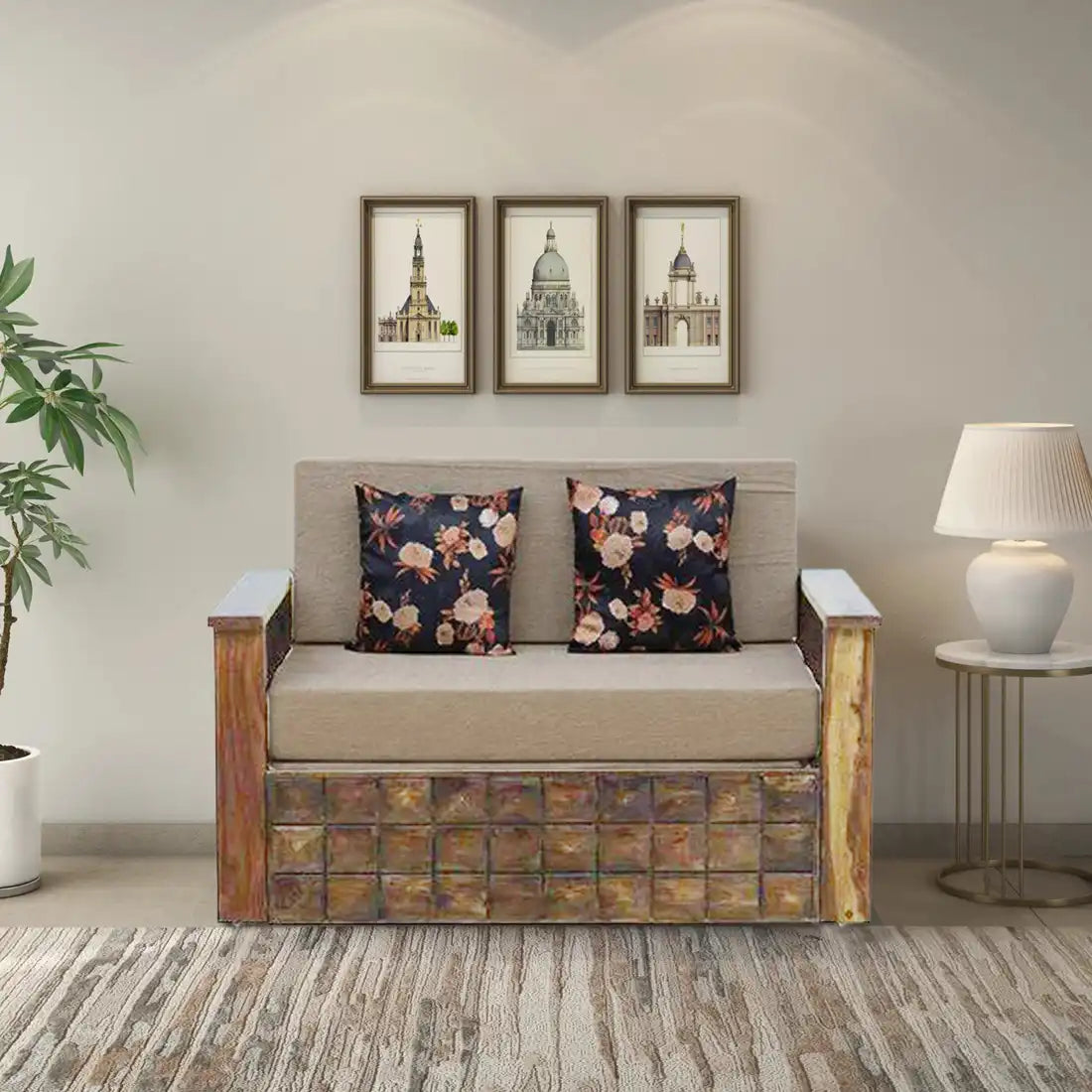 Multi functional Capri sofa cum bed sheesham wood convertible unit