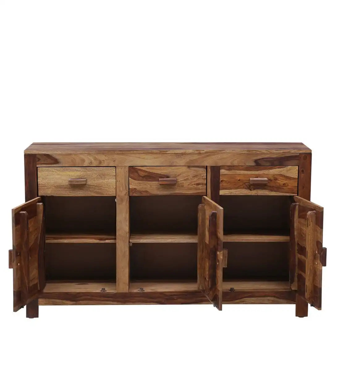 Natural finish sideboard sheesham wood solid storage unit home