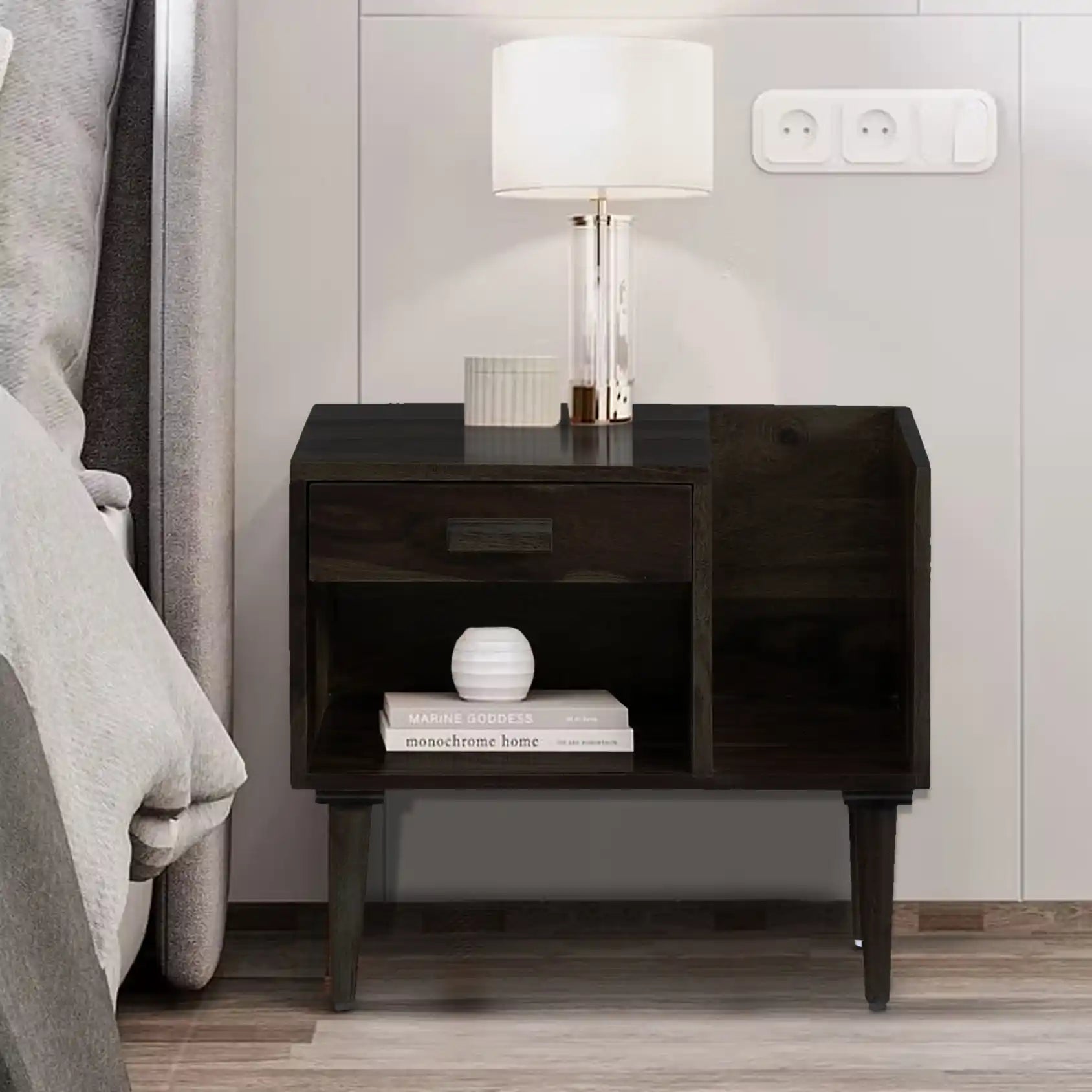 Nexo nightstand wooden bedside table clean modern style India