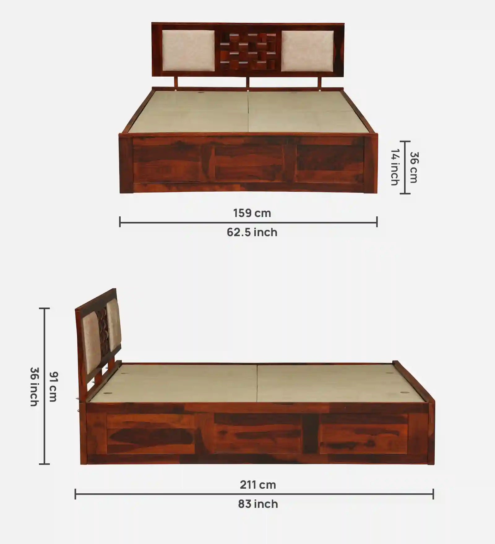 rajwada furnish nivasa sheesham wood queen size box storage bed  india