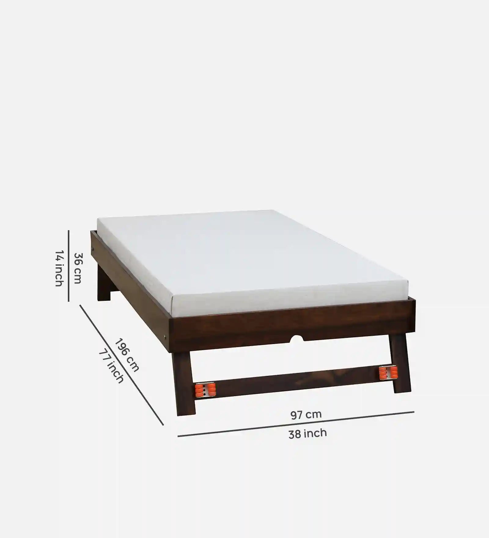 Nivasa modern single bed trundle solid wood minimal bed design India