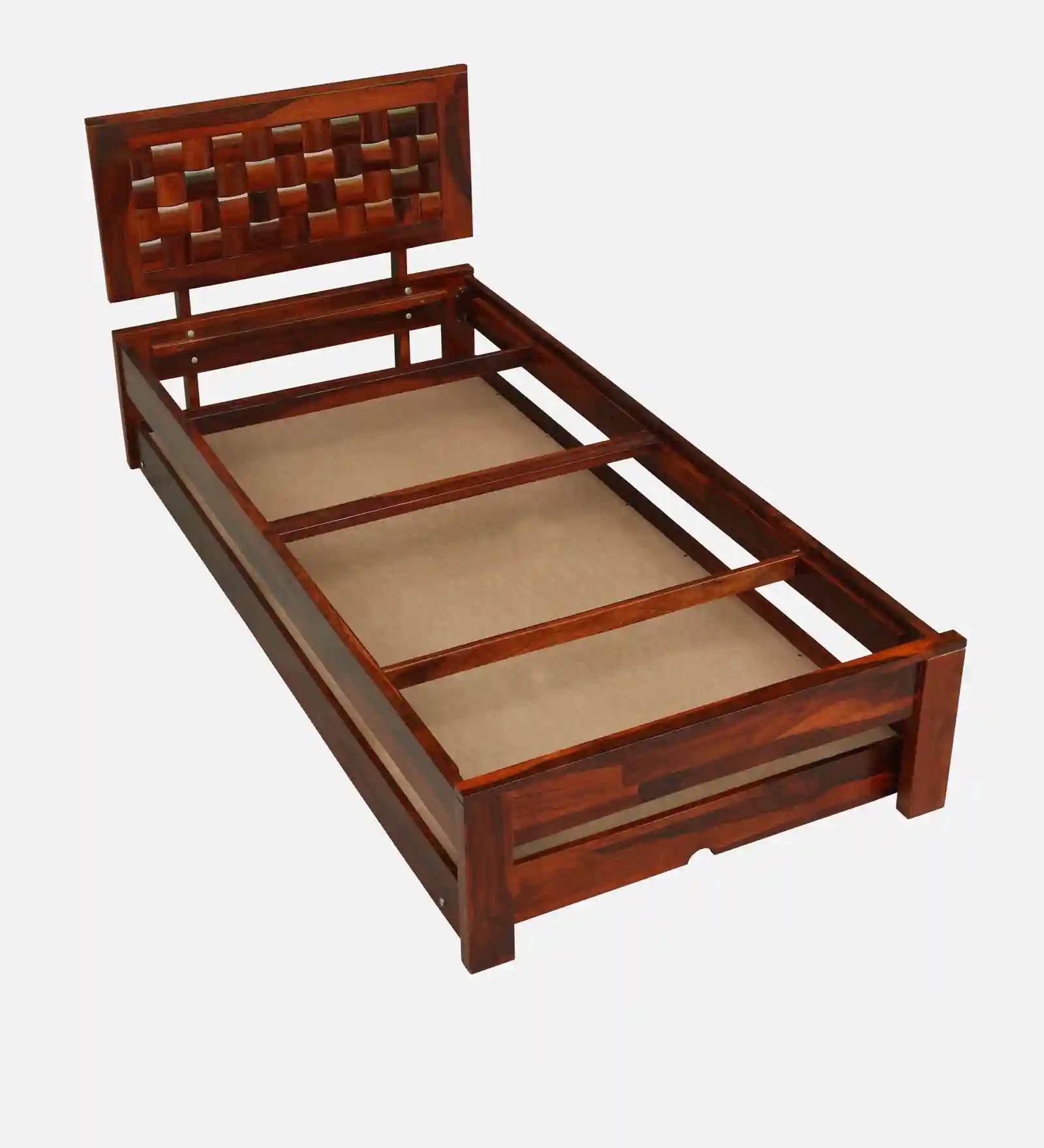 Nivasa single bed with trundle heavy duty wooden frame India