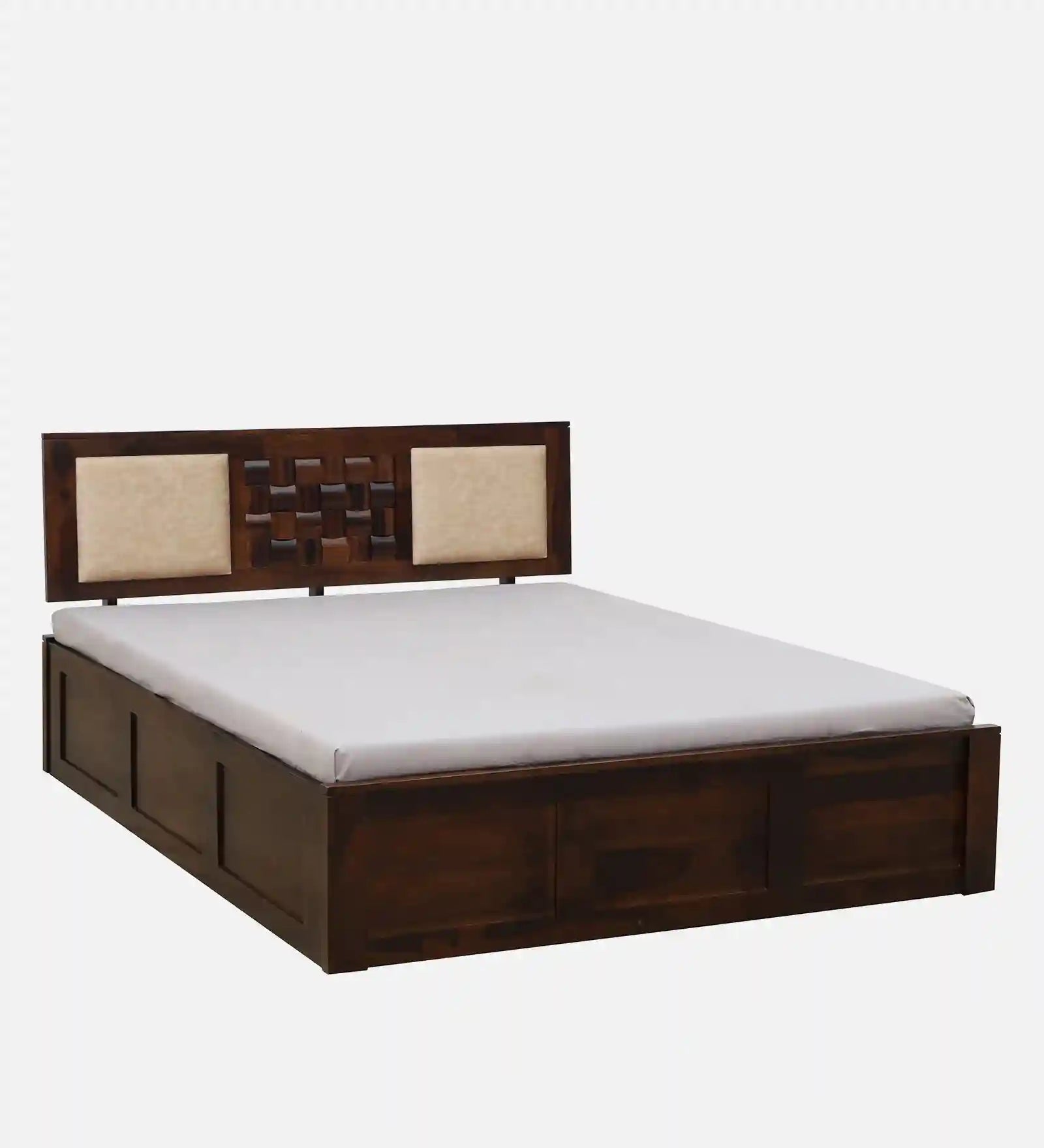 wooden bed box storage open view sheesham wood queen size storage bed india