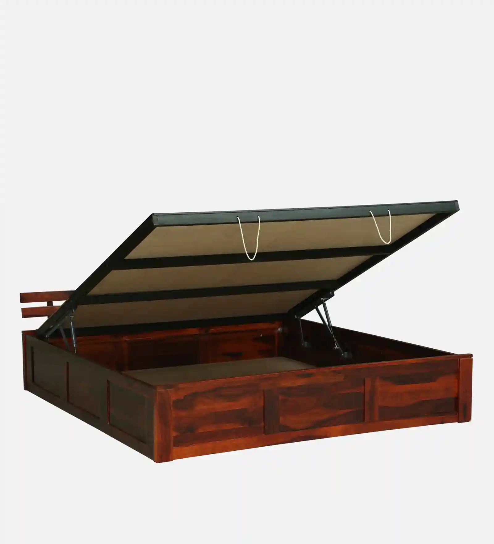 Nivasa solid wood king size bed with hydraulic storage affordable