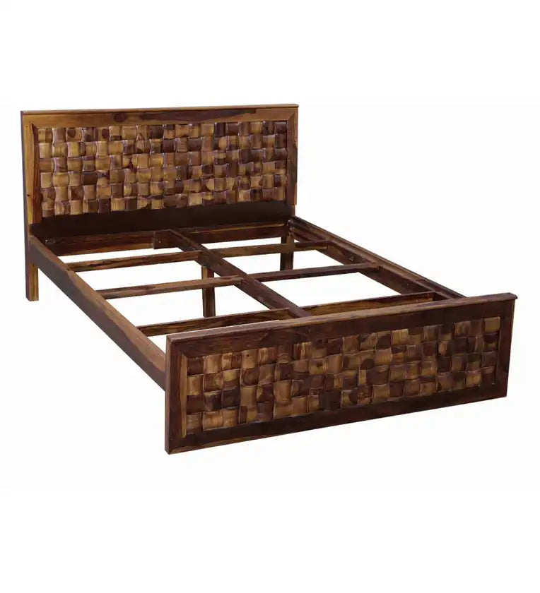 Niware sheesham bed queen size solid wood design