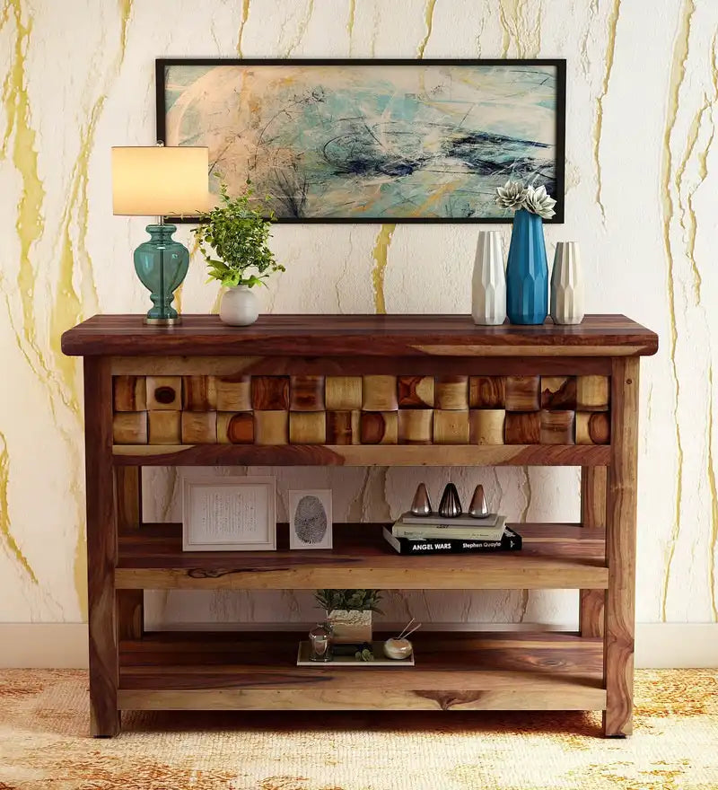 Niware sheesham console table in solid wood for stylish entryway furniture India