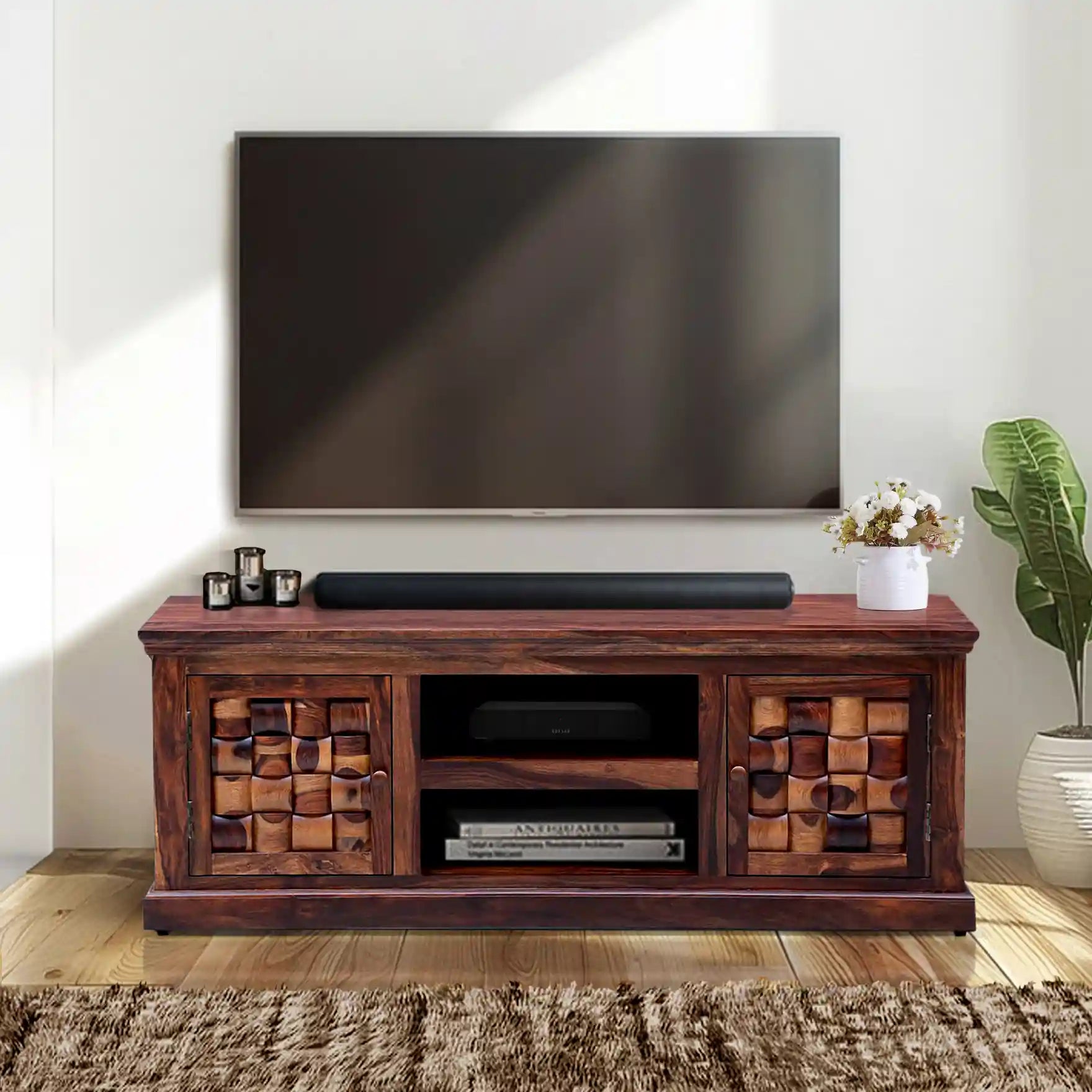 Niware sheesham wood tv unit solid wood tv stand for living room India