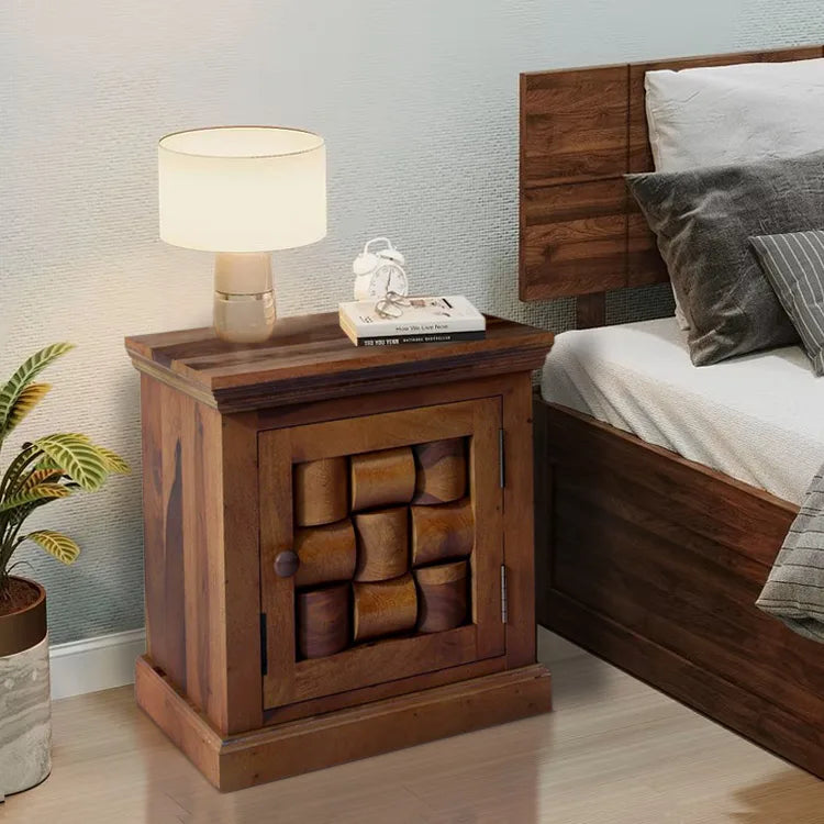 Niware solid sheesham wood bedside table modern nightstand India