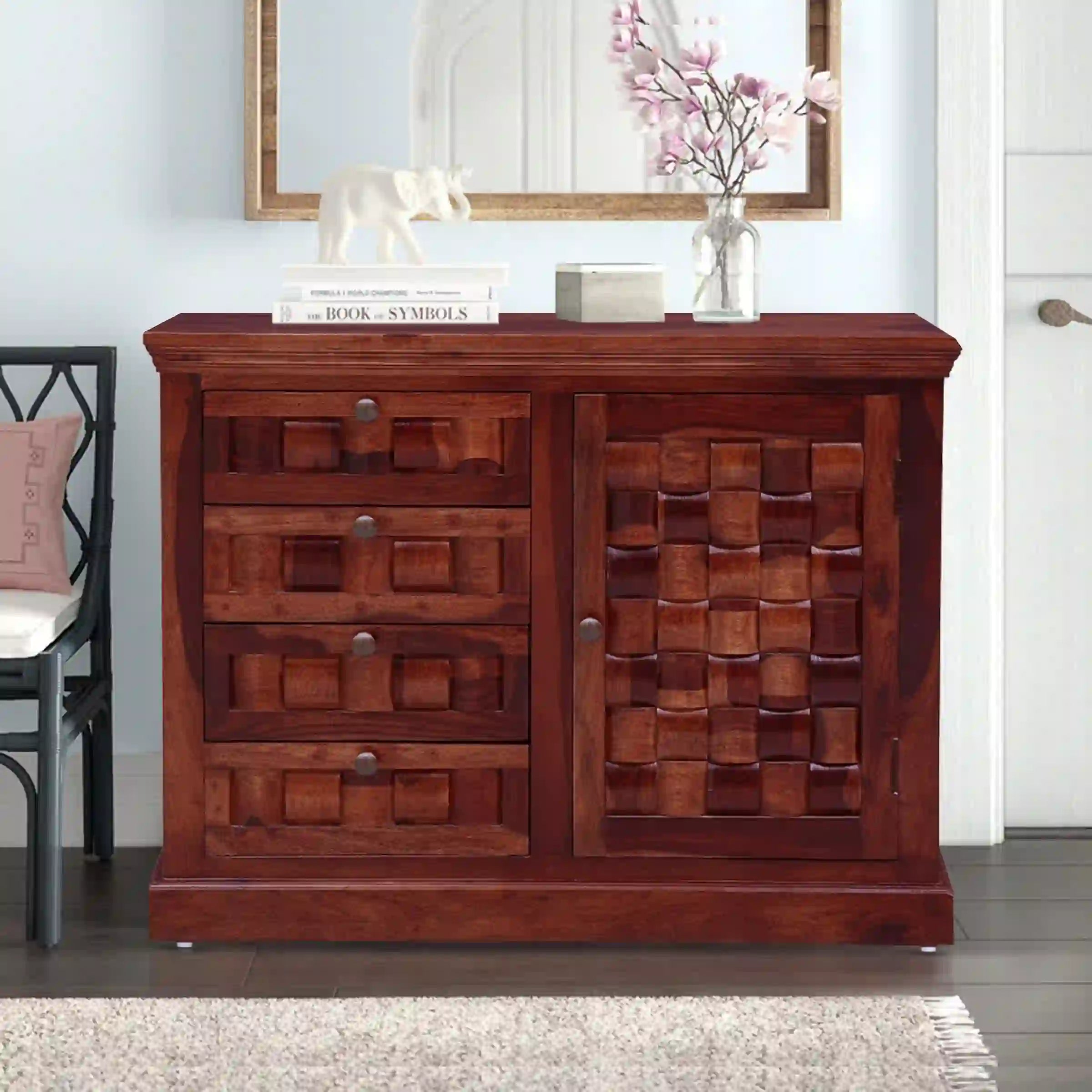 Niware storage console unit solid wood sheesham buffet design home