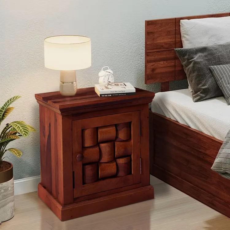 Niware wooden bedside table compact sheesham side table India