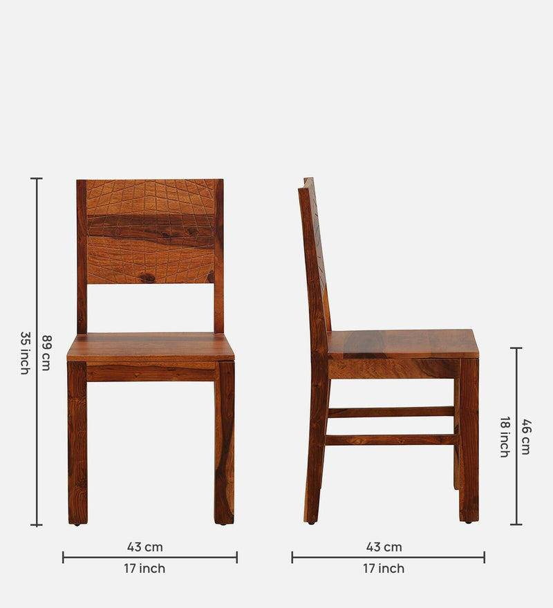 Harmonia  Solid Wood Dining Chairs (Set Of 2) In Honey Oak Finish By Rajwada
