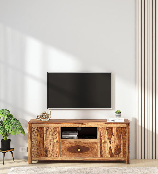 Harmonia  Solid Wood TV Console for TVs up to 50" In Rustic Teak Finish By Rajwada