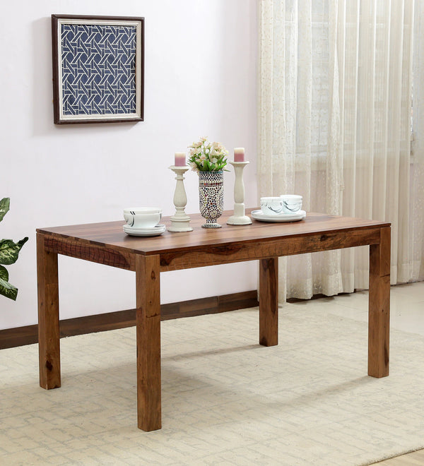 Harmonia  Solid Wood 6 Seater Dining Table In Rustic Teak Finish By Rajwada