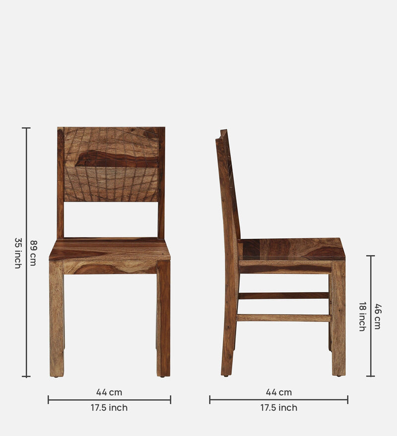 Harmonia  Solid Wood Dining Chairs (Set Of 2) In Rustic Teak Finish By Rajwada
