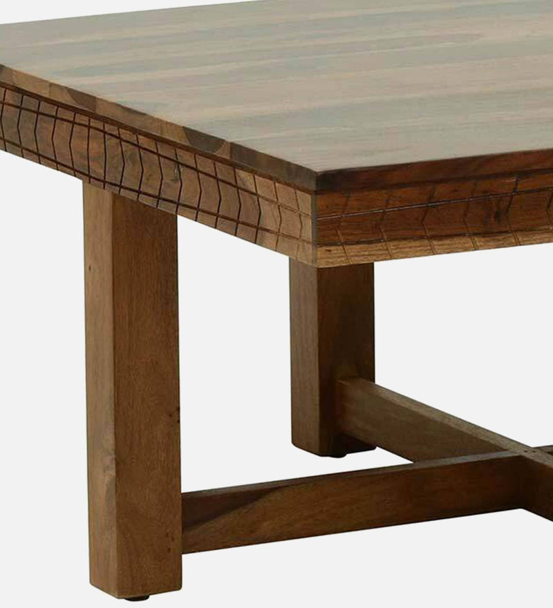 Harmonia  Solid Wood Nesting Coffee Table Set In Rustic Teak Finish By Rajwada
