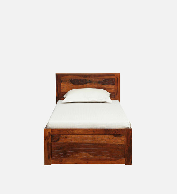 Harmonia  Solid Wood Single Bed In Honey Oak Finish By Rajwada