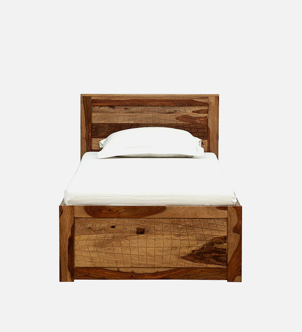 Harmonia  Solid Wood Single Bed In Rustic Teak Finish By Rajwada