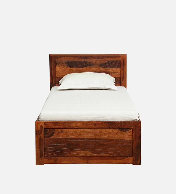 Harmonia  Solid Wood Single Bed With Drawer Storage In Honey Oak Finish By Rajwada