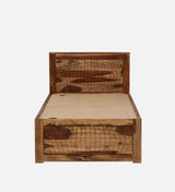 Harmonia  Solid Wood Single Bed With Drawer Storage In Rustic Teak Finish By Rajwada