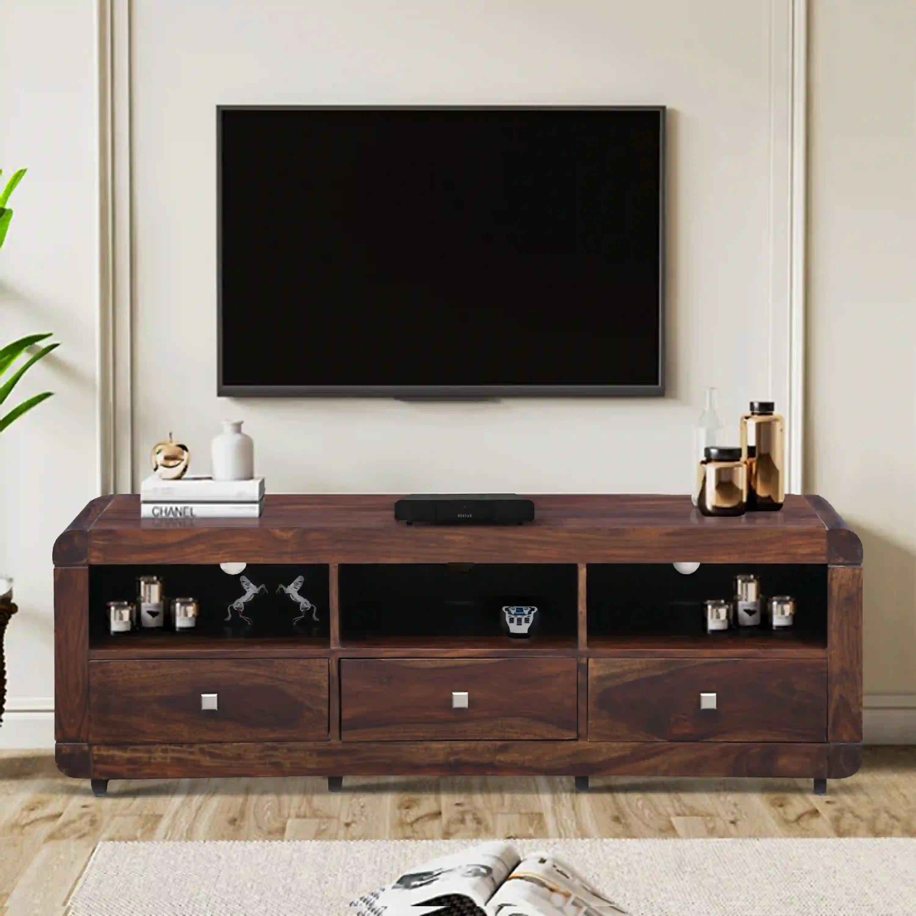 Ontario sheesham wood tv unit solid wood tv stand for living room India