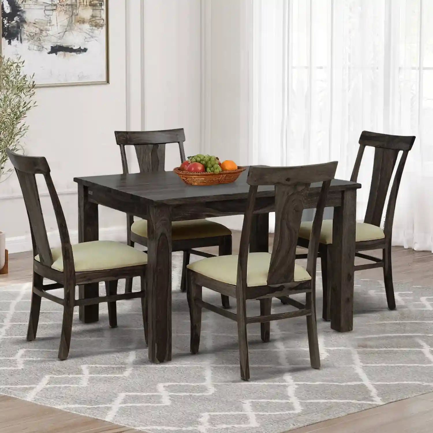 Oslo handcrafted solid wood four seater dining table set strong durable furniture