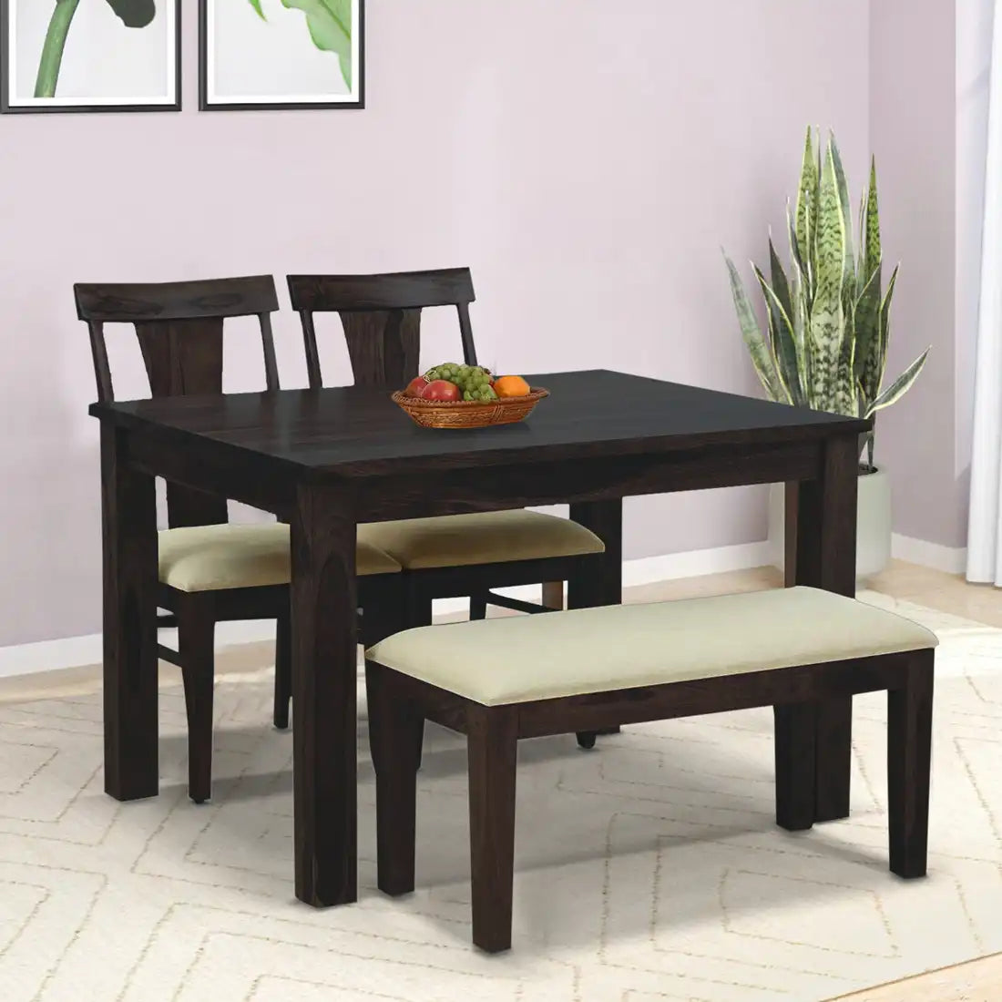 Oslo solid sheesham wood four seater dining set with chairs durable stylish seating