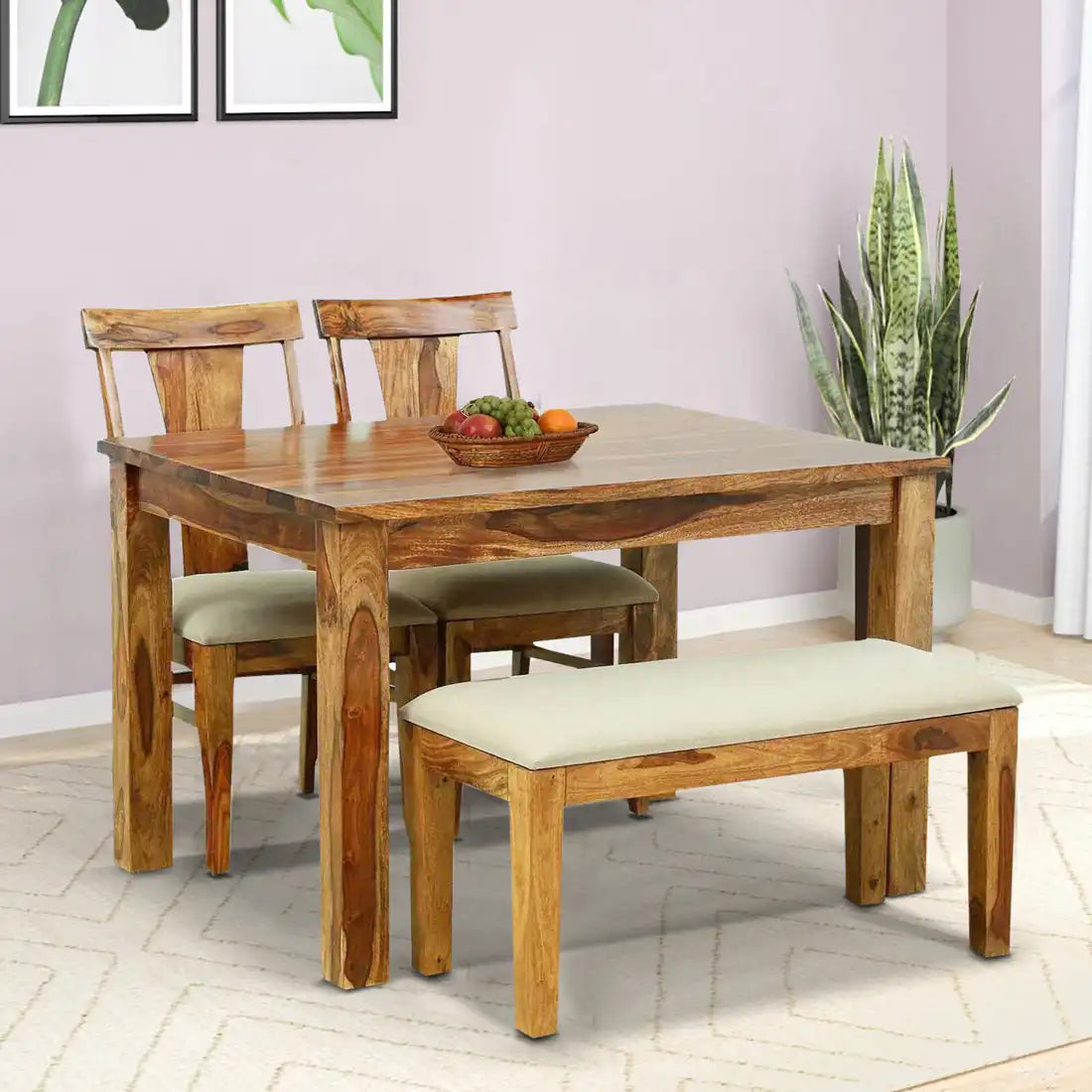 Oslo wooden four seater dining table set for luxury home dining space India