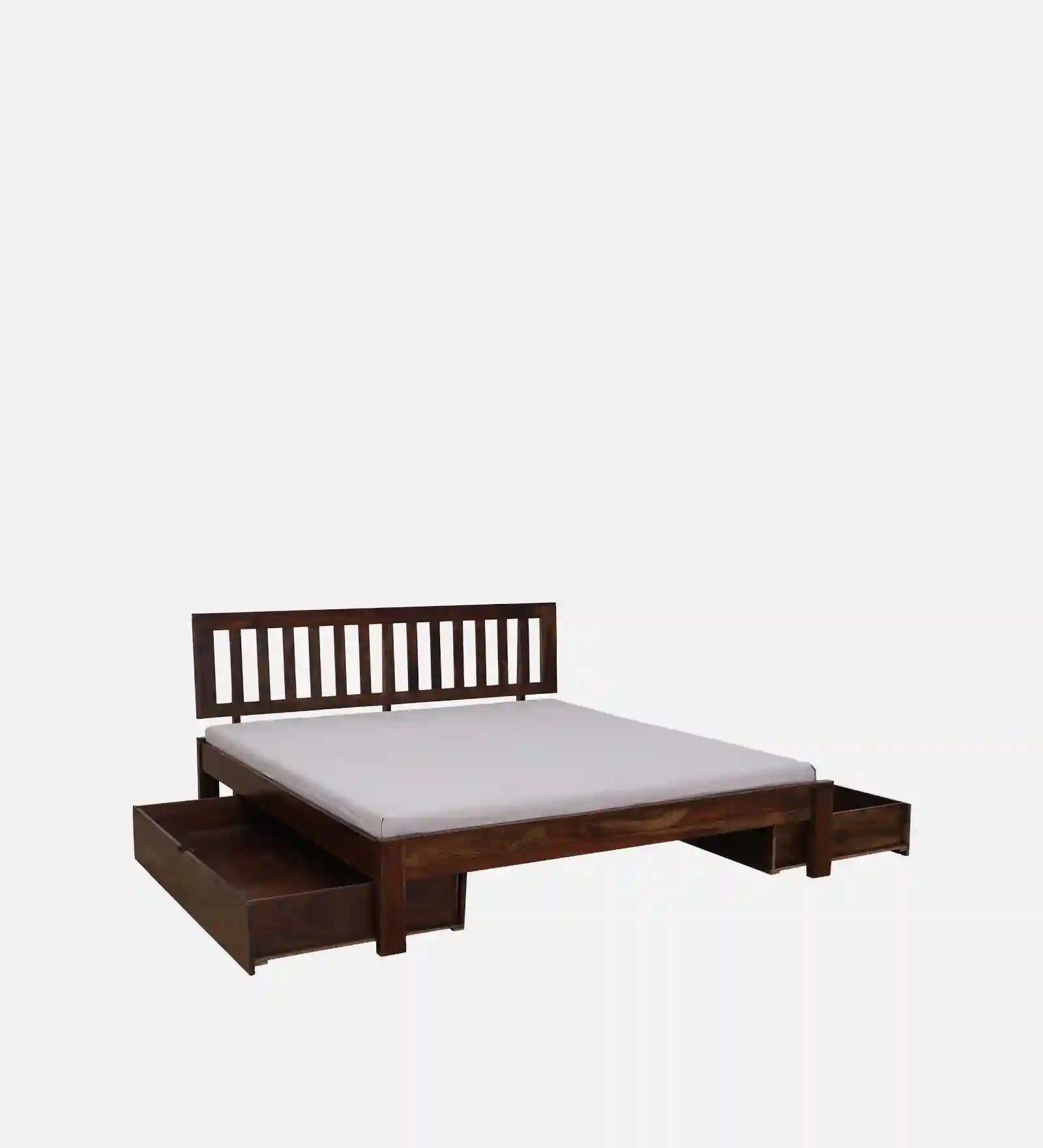 sheesham wood headboard panel design king size drawer storage bed india