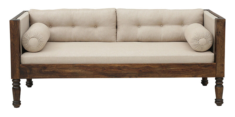 Penza Solid Wood 3 Seater Sofa In Provincial Teak Finish By Rajwada
