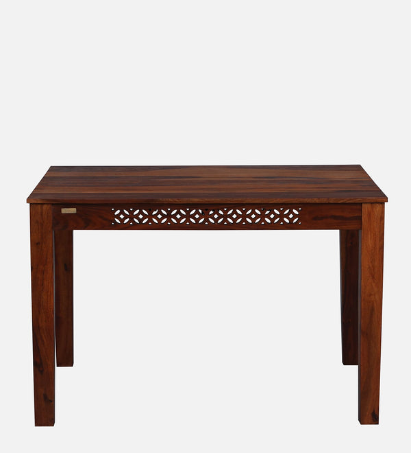 Penza Solid Wood 4 Seater Dining Table In Honey Oak Finish By Rajwada