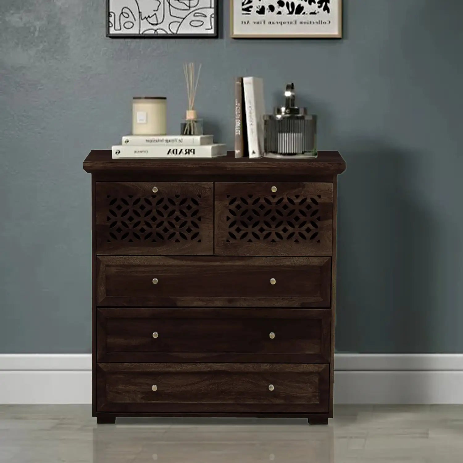 Penza home storage drawers unit modern wooden sheesham design