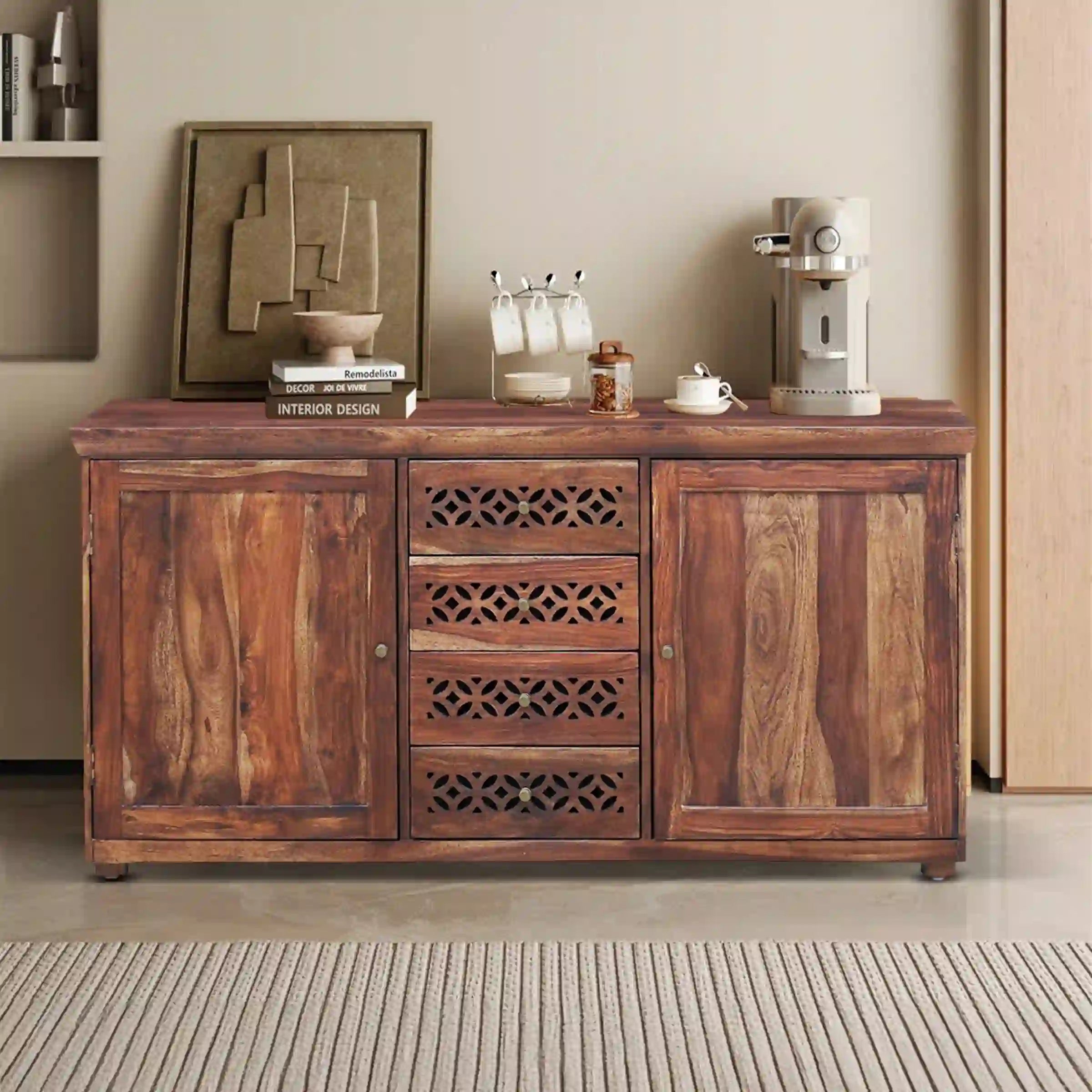 Penza living room console unit sheesham storage furniture design