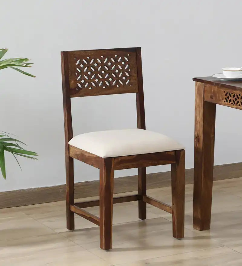Penza solid sheesham wood dining chair set of two for modern Indian home furniture