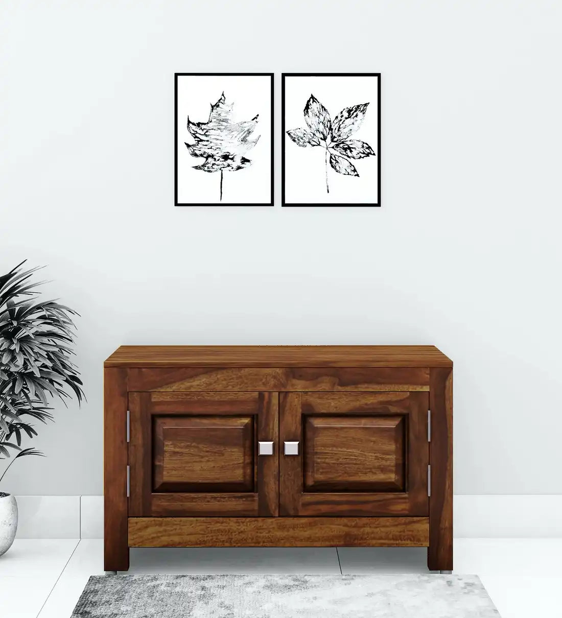 Aperi solid wood shoe rack cabinet made from premium sheesham wood for modern Indian homes