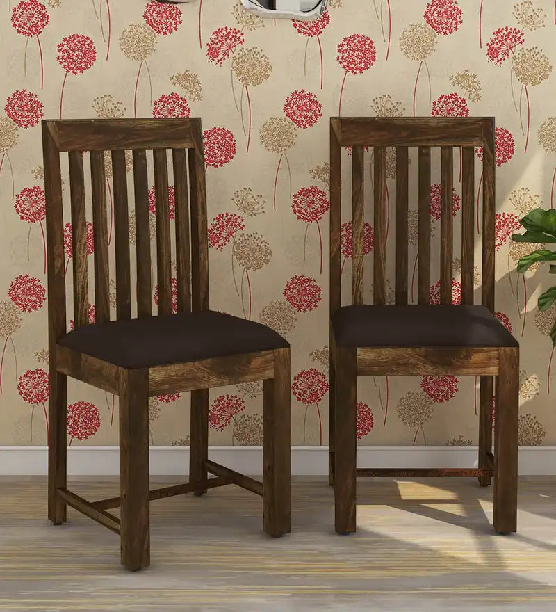 Peter solid sheesham wood dining chair set of two for modern Indian home furniture