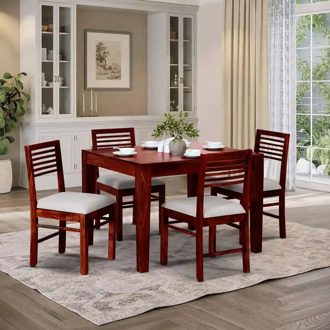 Premium Belfort dining table set four seater clean modern interior design